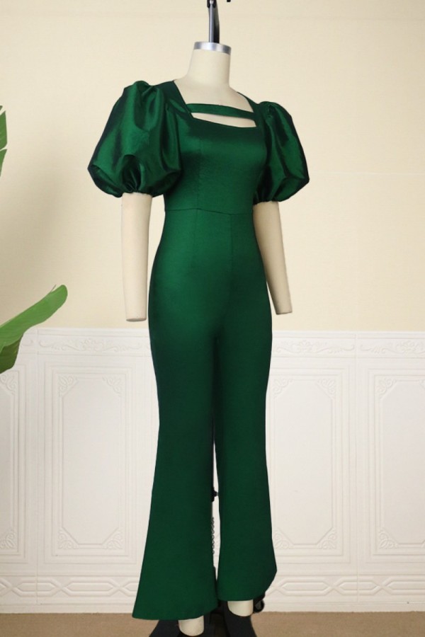 Casual Street Solid Hollowed Out Mandarin Collar Regular Jumpsuits(3 Colors)