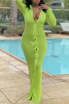 Green Sexy Solid See-through Mesh Swimwears Cover Up