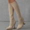 Apricot Casual Patchwork Solid Color Square Keep Warm Comfortable Out Door Shoes  (Heel Height 3.94in)