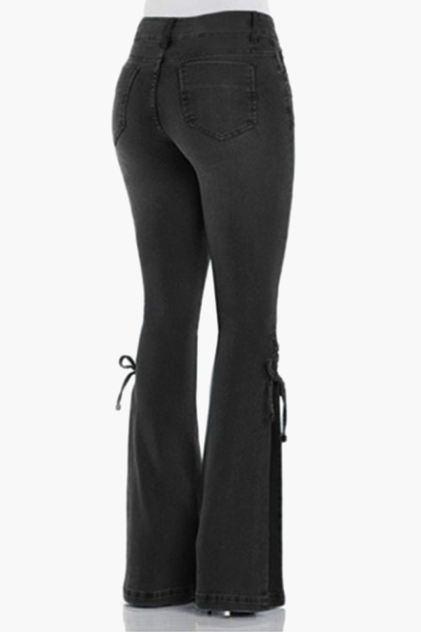 Casual Frenulum Straight Mid Waist Wide Leg Bottoms(3 Colors)