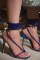 Blue Casual Patchwork Rhinestone Square Out Door Shoes  (Heel Height 4.53in)