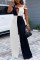 Black Sexy Solid Hollowed Out Regular Jumpsuits