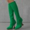 Green Casual Patchwork Solid Color Square Keep Warm Comfortable Out Door Shoes  (Heel Height 3.94in)