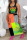 Black Orange Fashion Sexy Print Basic U Neck Plus Size Two Pieces