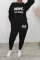 Dark Green Street Print Letter O Neck Long Sleeve Two Pieces
