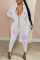 Black Street Print Patchwork Zipper Collar Skinny Jumpsuits