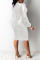 White Sexy Solid Patchwork V Neck One Step Skirt Dresses