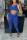 Blue Sexy Solid Patchwork See-through U Neck Two Pieces