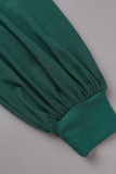 Green Casual Solid Bandage Patchwork V Neck One Step Skirt Dresses