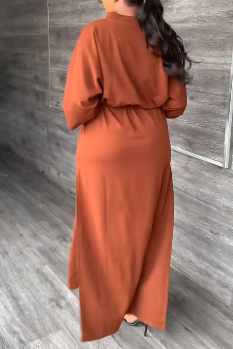 A-line Chiffon Floor Length V Neck Dresses Tangerine Plus Size