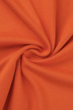 Orange Sexy Solid Patchwork Asymmetrical Half A Turtleneck One Step Skirt Dresses