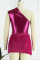 Rose Red Sexy Solid Patchwork Oblique Collar Sleeveless Two Pieces