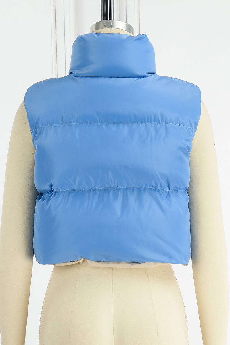 Casual Solid Zipper Mandarin Collar Outerwear main image 1