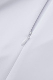 White Sexy Solid Patchwork Feathers Spaghetti Strap Skinny Jumpsuits