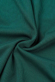 Green Casual Solid Bandage Patchwork V Neck One Step Skirt Dresses