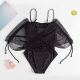 Black Sexy Solid Patchwork Swimwears (With Paddings)