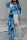 Blue Casual Street Print Patchwork Asymmetrical V Neck Straight Plus Size Dresses