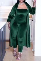 Plus Size Ink Green Sexy Casual Solid Patchwork Two Pieces