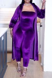Plus Size Purple Sexy Casual Solid Patchwork Two Pieces