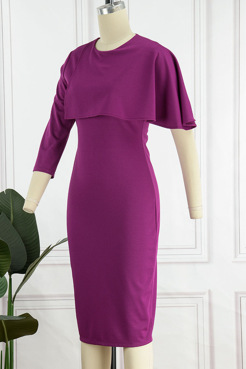 Casual Solid Patchwork O Neck Waist Skirt Dresses