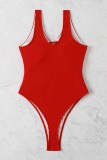 Red Fashion Sexy Solid Bandage Hollowed Out Swimwears (With Paddings)