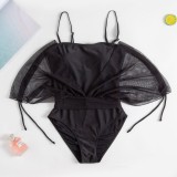 Black Sexy Solid Patchwork Swimwears (With Paddings)