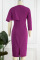 Purple Casual Solid Patchwork Flounce O Neck One Step Skirt Dresses