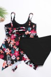 Black Sexy Print Backless Plus Size Swimwears (With Paddings)