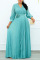 Green Casual Elegant Solid Patchwork Fold With Belt V Neck Straight Dresses