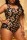 Black Sexy Print Backless U Neck Plus Size Swimwear (With Paddings)