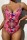 Rose Red Sexy Print Backless Swimwears (With Paddings)