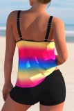 Colour Sexy Print Backless Swimwears Set (With Paddings)