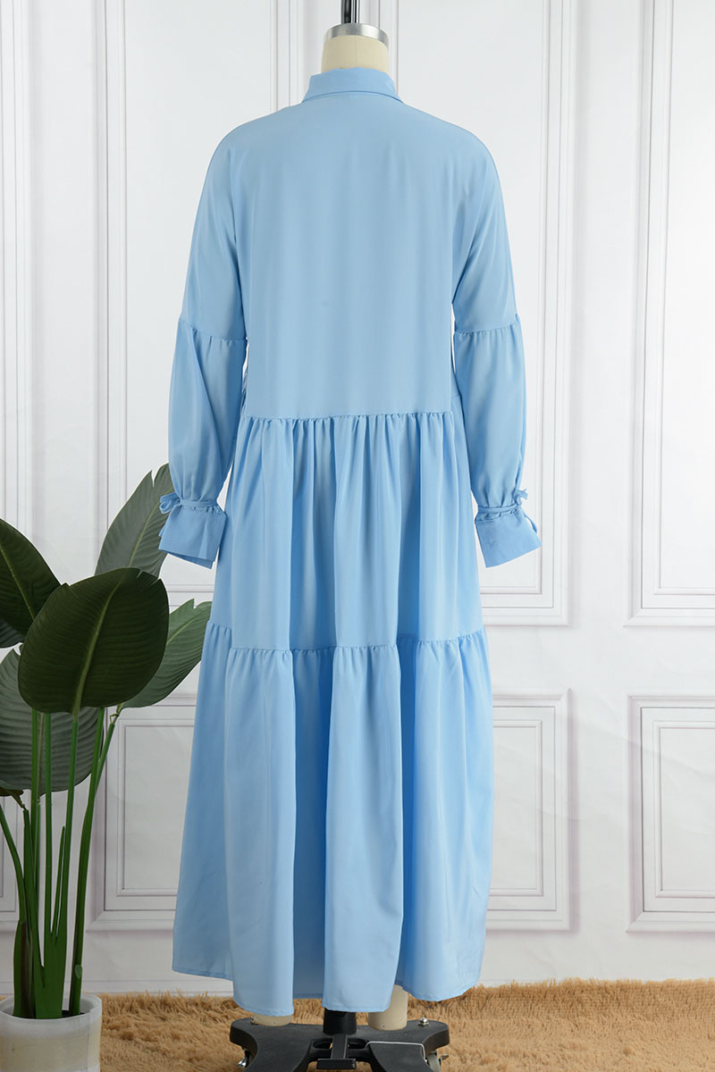 Casual Solid Patchwork With Belt Turndown Collar Sleeveless Regular Denim Dresses