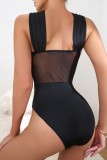 Black Sexy Solid Hollowed Out See-through Backless Lingerie