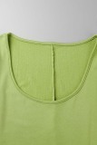 Green Sexy Casual Solid Square Collar Skinny Jumpsuits