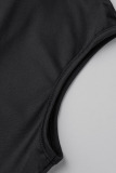 Black Fashion Casual Solid Patchwork Chains Half A Turtleneck Regular Jumpsuits
