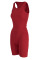 Red Casual Solid Patchwork O Neck Sleeveless Two Pieces