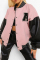 Pink Casual Print Embroidered POLO collar Outerwear