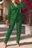 White Fashion Solid Buckle Turndown Collar Long Sleeve Two Pieces