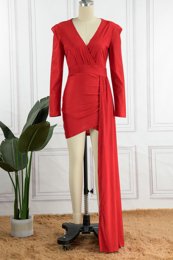 Sexy Bronzing Patchwork V Neck Evening Dresses