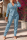Sky Blue Fashion Solid Buckle Turndown Collar Long Sleeve Two Pieces