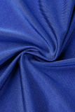 Blue Sexy Solid Patchwork V Neck Evening Dress Dresses