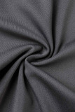Grey Sportswear Solid Patchwork U Neck Sleeveless Two Pieces