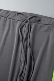 Grey Sportswear Solid Patchwork U Neck Sleeveless Two Pieces