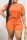 Orange Casual Solid Patchwork O Neck Plus Size Jumpsuits
