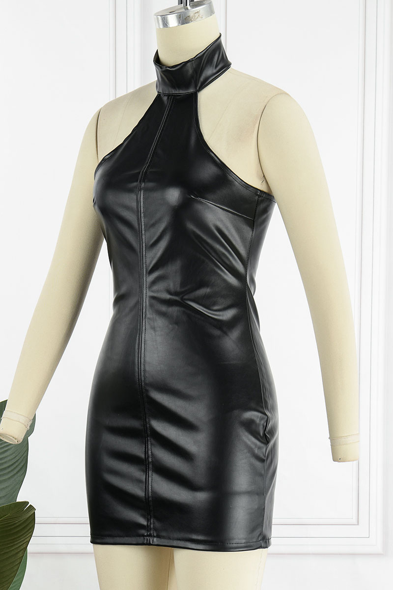 Sexy Solid Backless O Neck Pencil Skirt Dresses