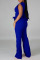 Pink Fashion Casual Solid Patchwork Asymmetrical Asymmetrical Collar Straight Jumpsuits