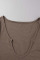 Olive Green Sexy Solid Patchwork U Neck Tops
