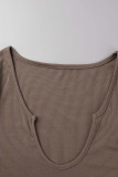 Olive Green Sexy Solid Patchwork U Neck Tops