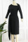 Black Elegant Solid Patchwork Fold Oblique Collar One Step Skirt Dresses